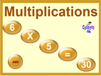 Jeu en ligne gratuit - clique sur la bonne proposition de réponse aux exercices de multiplications