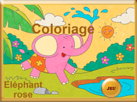 Jeu en ligne gratuit - Coloriage - éléphant rose à mettre en couleur